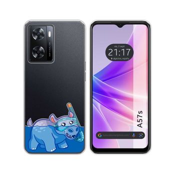 Funda Silicona Transparente Oppo A57s Diseño Hipo Dibujos