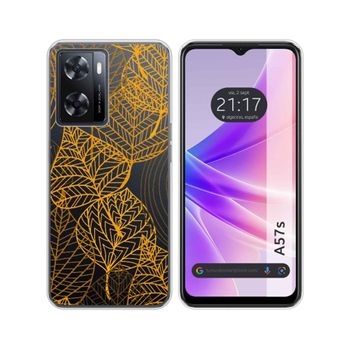 Funda Silicona Transparente Oppo A57s Diseño Hojas Dibujos