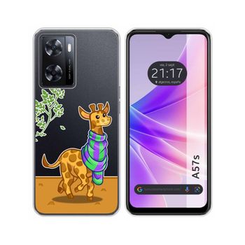 Funda Silicona Transparente Oppo A57s Diseño Jirafa Dibujos