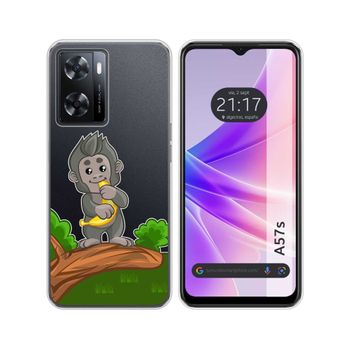 Funda Silicona Transparente Oppo A57s Diseño Mono Dibujos