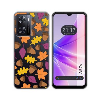 Funda Silicona Transparente Oppo A57s Diseño Otoño Dibujos