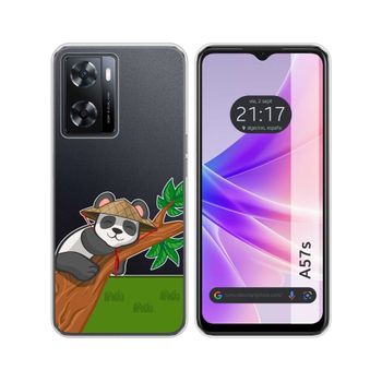 Funda Silicona Transparente Oppo A57s Diseño Panda Dibujos