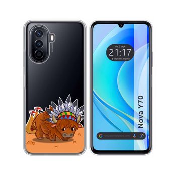 Funda Silicona Transparente Huawei Nova Y70 Diseño Bufalo Dibujos