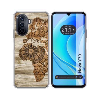 Funda Silicona Huawei Nova Y70 Diseño Madera 07 Dibujos