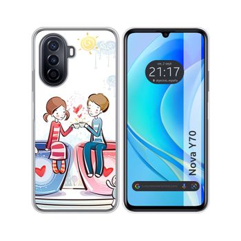 Funda Silicona Huawei Nova Y70 Diseño Café Dibujos