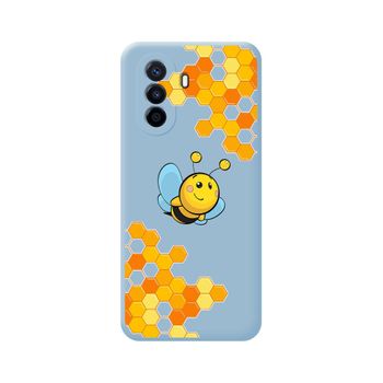 Funda Silicona Líquida Azul Huawei Nova Y70 Diseño Abeja Dibujos