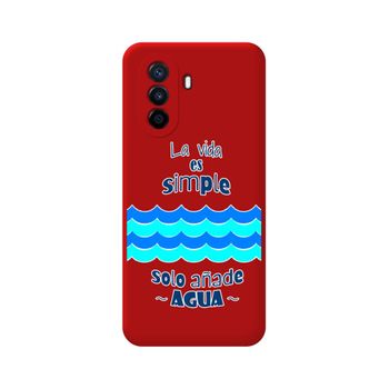 Funda Silicona Líquida Roja Huawei Nova Y70 Diseño Agua Dibujos