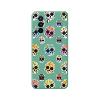 Funda Silicona Líquida Verde Huawei Nova Y70 Diseño Catrina Dibujos