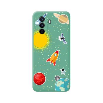 Funda Silicona Líquida Verde Huawei Nova Y70 Diseño Espacio Dibujos