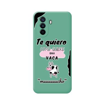 Funda Silicona Líquida Verde Huawei Nova Y70 Diseño Vaca Dibujos