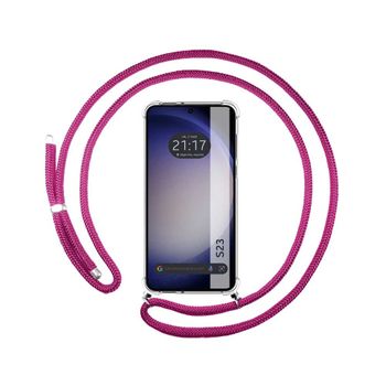 Funda Colgante Transparente Samsung Galaxy S23 5g Con Cordon Rosa Fucsia
