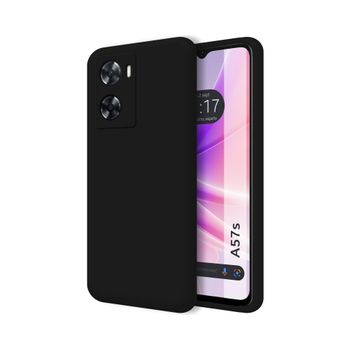 Funda Silicona Líquida Ultra Suave Oppo A57s Color Negra