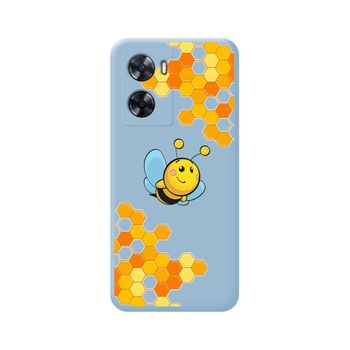 Funda Silicona Líquida Azul Oppo A57s Diseño Abeja Dibujos