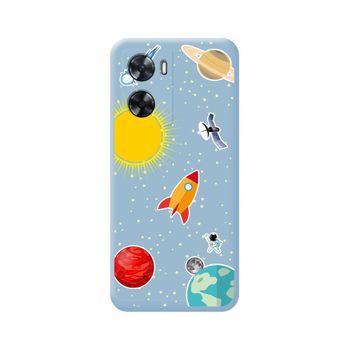 Funda Silicona Líquida Azul Oppo A57s Diseño Espacio Dibujos