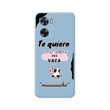 Funda Silicona Líquida Azul Oppo A57s Diseño Vaca Dibujos