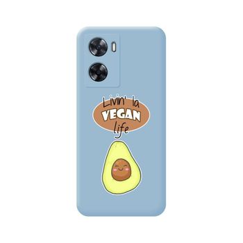 Funda Silicona Líquida Azul Oppo A57s Diseño Vegan Life Dibujos