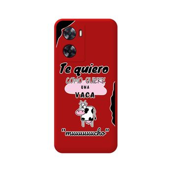 Funda Silicona Líquida Roja Oppo A57s Diseño Vaca Dibujos