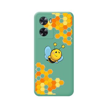 Funda Silicona Líquida Verde Oppo A57s Diseño Abeja Dibujos