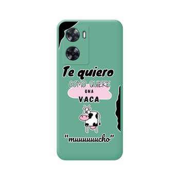 Funda Silicona Líquida Verde Oppo A57s Diseño Vaca Dibujos