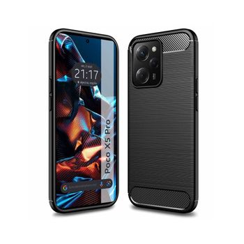 Funda Gel Tpu Tipo Carbon Negra Xiaomi Poco X5 Pro 5g