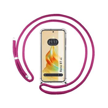 Funda Colgante Transparente Oppo Reno 8t 4g Con Cordon Rosa Fucsia