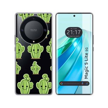 Funda Silicona Transparente Huawei Honor Magic 5 Lite 5g Diseño Cactus Dibujos