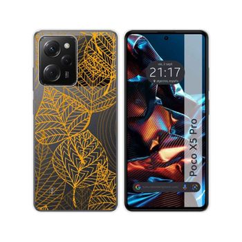 Funda Silicona Transparente Xiaomi Poco X5 Pro 5g Diseño Hojas Dibujos