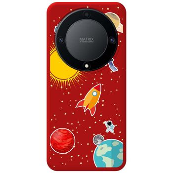 Funda Silicona Líquida Roja Huawei Honor Magic 5 Lite 5g Diseño Espacio Dibujos