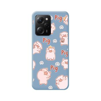 Funda Silicona Líquida Azul Xiaomi Poco X5 Pro 5g Diseño Cerdos Dibujos