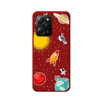 Funda Silicona Líquida Roja Xiaomi Poco X5 Pro 5g Diseño Espacio Dibujos