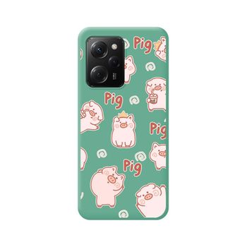 Funda Silicona Líquida Verde Xiaomi Poco X5 Pro 5g Diseño Cerdos Dibujos