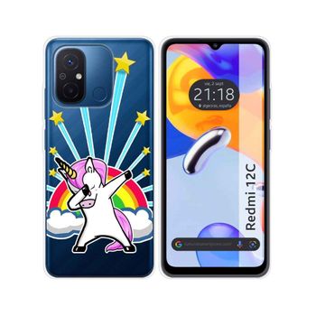 Funda Silicona Transparente Para Xiaomi Redmi 12c Diseño Unicornio Dibujos