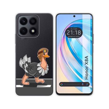 Funda Silicona Transparente Para Huawei Honor X8a Diseño Avestruz Dibujos