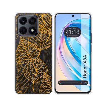 Funda Silicona Transparente Para Huawei Honor X8a Diseño Hojas Dibujos