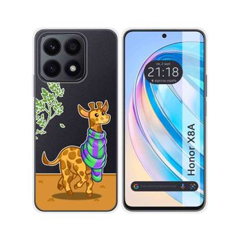 Funda Silicona Transparente Para Huawei Honor X8a Diseño Jirafa Dibujos