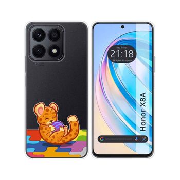 Funda Silicona Transparente Para Huawei Honor X8a Diseño Leopardo Dibujos