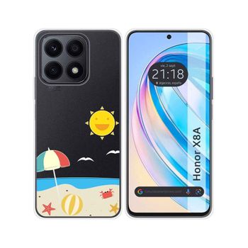 Funda Silicona Transparente Para Huawei Honor X8a Diseño Playa Dibujos