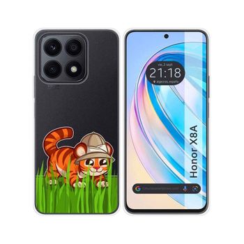 Funda Silicona Transparente Para Huawei Honor X8a Diseño Tigre Dibujos