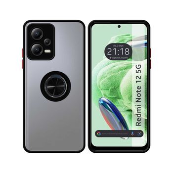 Funda Mate Con Borde Negro Y Anillo Giratorio 360 Xiaomi Redmi Note 12 5g