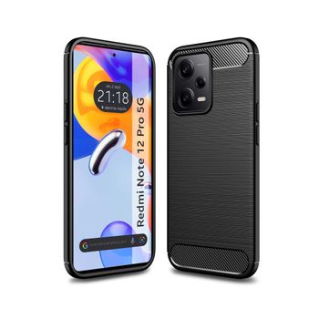 Funda Gel Tpu Tipo Carbon Negra Xiaomi Redmi Note 12 Pro 5g