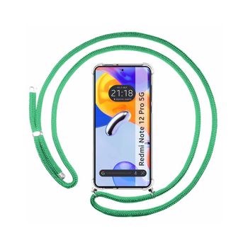 Funda Colgante Transparente Xiaomi Redmi Note 12 Pro 5g Con Cordon Verde Agua