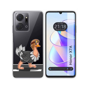 Funda Silicona Transparente Para Huawei Honor X7a Diseño Avestruz Dibujos