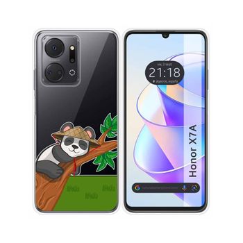 Funda Silicona Transparente Para Huawei Honor X7a Diseño Panda Dibujos