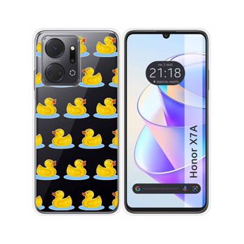 Funda Silicona Transparente Para Huawei Honor X7a Diseño Pato Dibujos