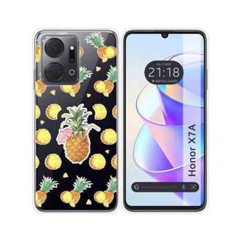 Funda Silicona Transparente Para Huawei Honor X7a Diseño Piña Dibujos