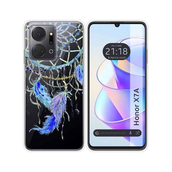 Funda Silicona Transparente Para Huawei Honor X7a Diseño Plumas Dibujos