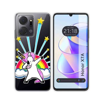 Funda Silicona Transparente Para Huawei Honor X7a Diseño Unicornio Dibujos