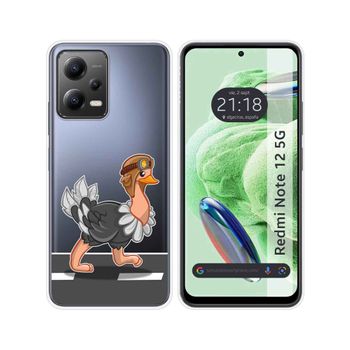 Funda Silicona Transparente Para Xiaomi Redmi Note 12 5g Diseño Avestruz Dibujos