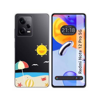 Funda Silicona Transparente Para Xiaomi Redmi Note 12 Pro 5g Diseño Playa Dibujos