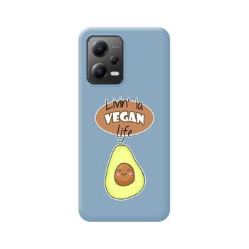 Funda Silicona Líquida Azul Para Xiaomi Redmi Note 12 5g Diseño Vegan Life Dibujos